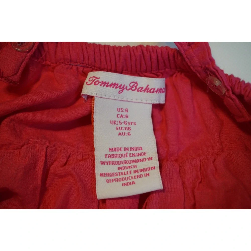 Tommy Bahama Girls Pink Tiered Ruffle Strap Cotton Sundress Size 6 CD60035